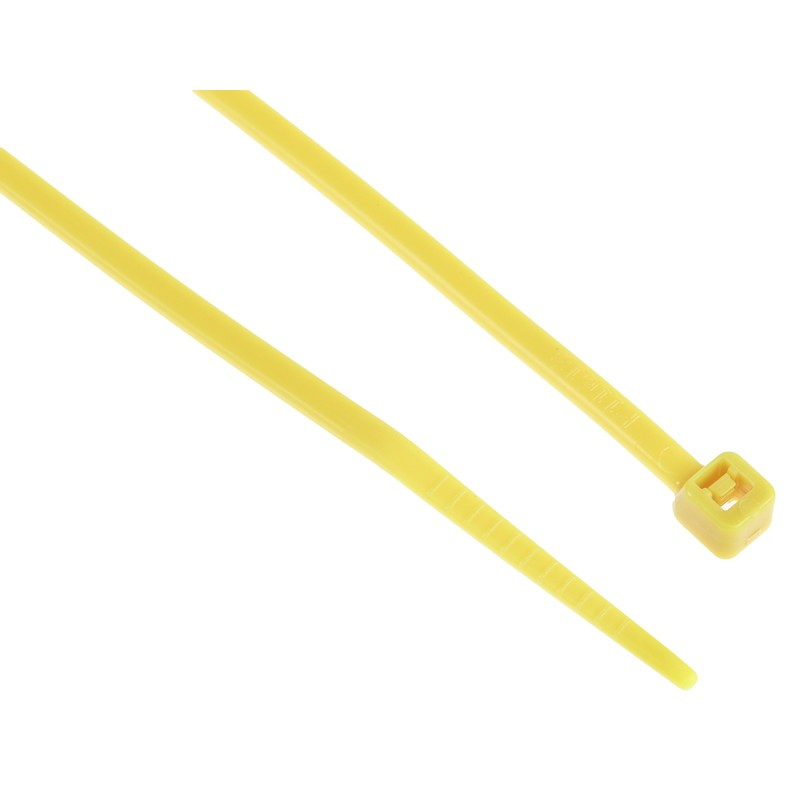 1 Bag of 100 - RS PRO Cable Tie, 203mm x 2.5 mm, Yellow Nylon, Pk-100