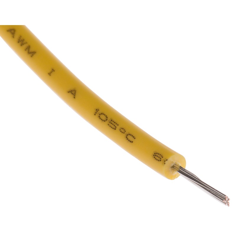 1 Reel of 100 M - RS PRO Yellow 0.2 mm² Hook Up Wire, 24 AWG, 11/0.16 mm, 100m, PVC Insulation