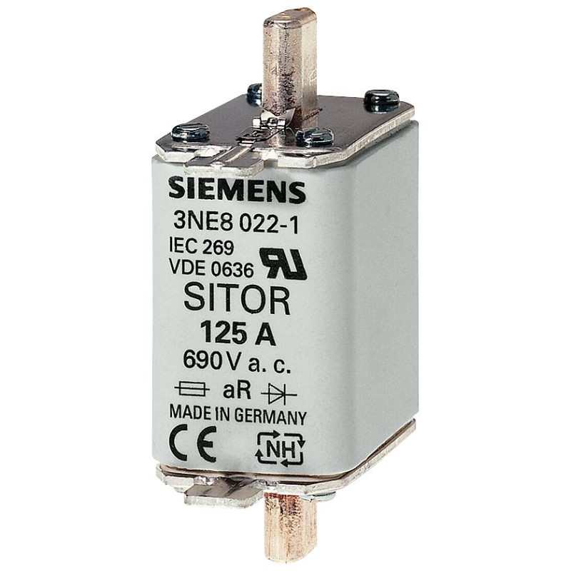 3 pcs - Siemens 80A Centred Tag Fuse, NH00, 690V