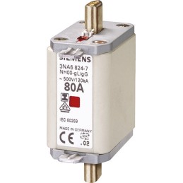3 pcs - Siemens 80A NH Fuse, NH00, 500V ac