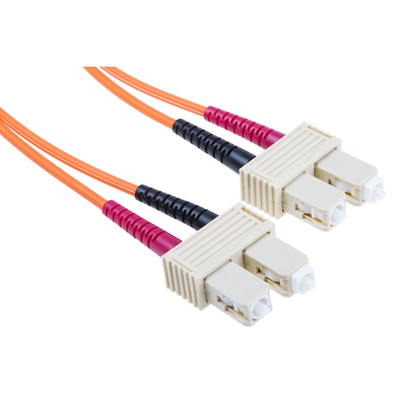 1 pcs - RS PRO SC to SC Duplex Multi Mode OM1 Fibre Optic Cable, 62.5/125μm, Orange, 3m
