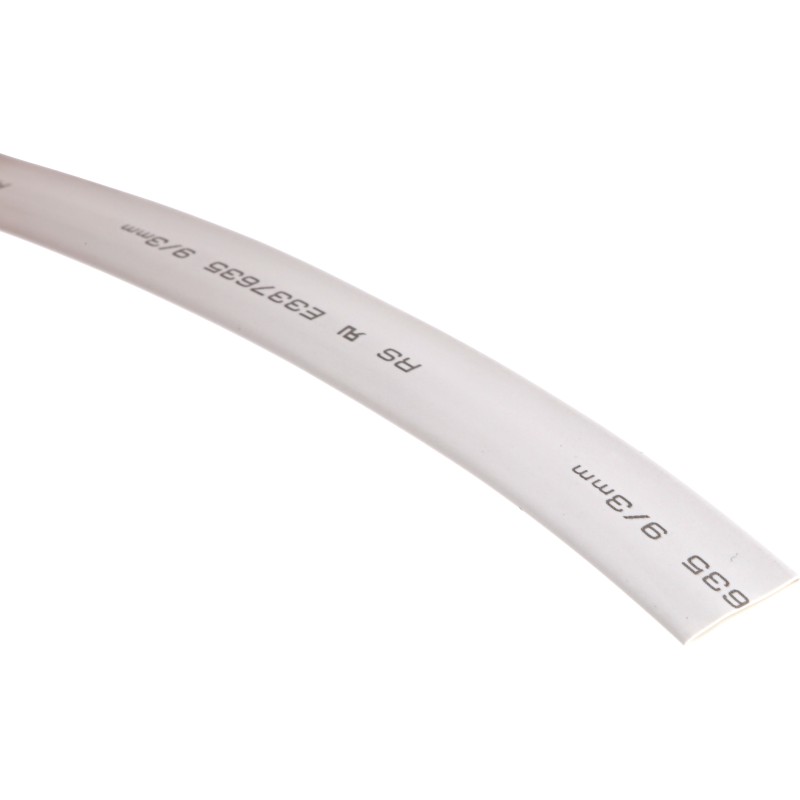 1 Reel of 5 M - RS PRO Heat Shrink Tubing, White 9mm Sleeve Dia. x 5m Length 3:1 Ratio