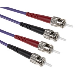 1 pcs - RS PRO ST to ST Duplex Multi Mode OM3 Fibre Optic Cable, 50/125μm, Purple, 1m