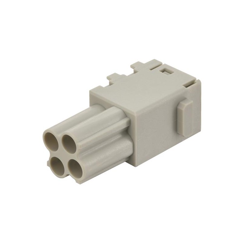 1 pcs - HARTING Crimp Connector Cube, 4 Way, 16A, Female, Han-Modular, Han-Domino, Cable Mount, 400 V
