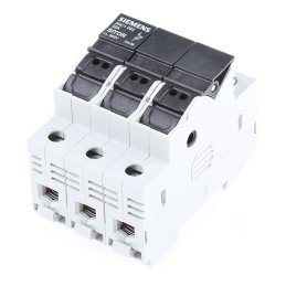 4 pcs - Siemens 32A Rail Mount Fuse Holder for 10 x 38mm Fuse, 3P, 690V ac