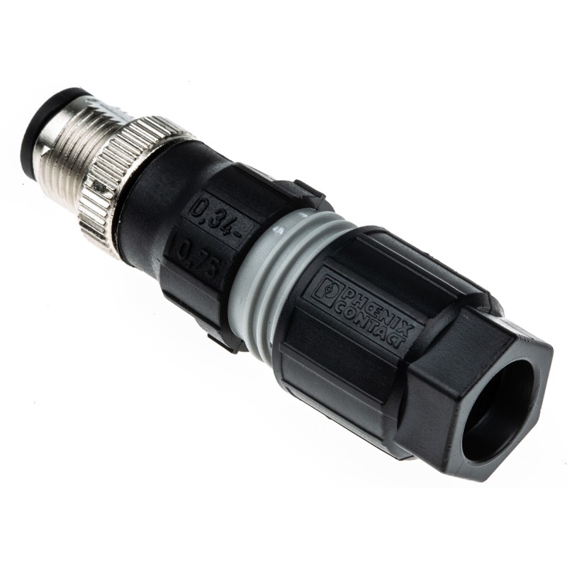 1 pcs - Phoenix Contact Circular Connector, 4 Contacts, Cable Mount, M12 Connector, Plug, Male, IP65, IP67, SACC Series