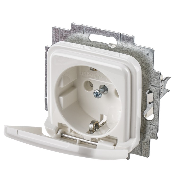 1 pcs - Busch Jaeger - ABB White 1 Gang Plug Socket, 16A, Type F - German Schuko