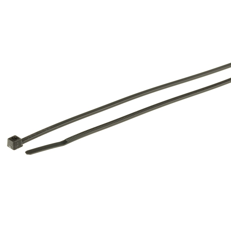1 Bag of 100 - HellermannTyton Cable Tie, UV Resistant, 200mm x 2.5 mm, Black Polyamide 6.6 (PA66), Pk-100