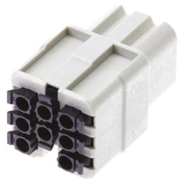 10 pcs - HARTING Heavy Duty Power Connector Insert, 10A, Female, Han D Series, 8 Contacts