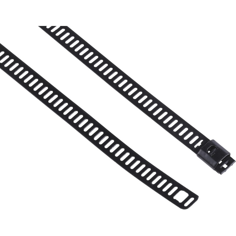 1 Bag of 100 - RS PRO Cable Tie, Ladder, 610mm x 7 mm, Black Polyester Coated Stainless Steel, Pk-100