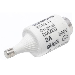 5 pcs - Siemens 2A DII Diazed Fuse, E27 Thread Size, gG, 500V ac