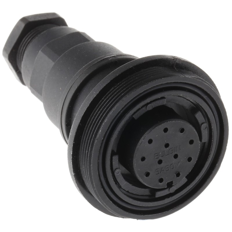 1 pcs - Bulgin Circular Connector, 12 Contacts, In-line, Socket, Female, IP68, Standard Buccaneer Series