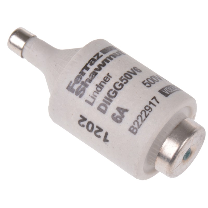 5 pcs - Mersen 6A DII Diazed Fuse, E27 Thread Size, gG - gL, 500V
