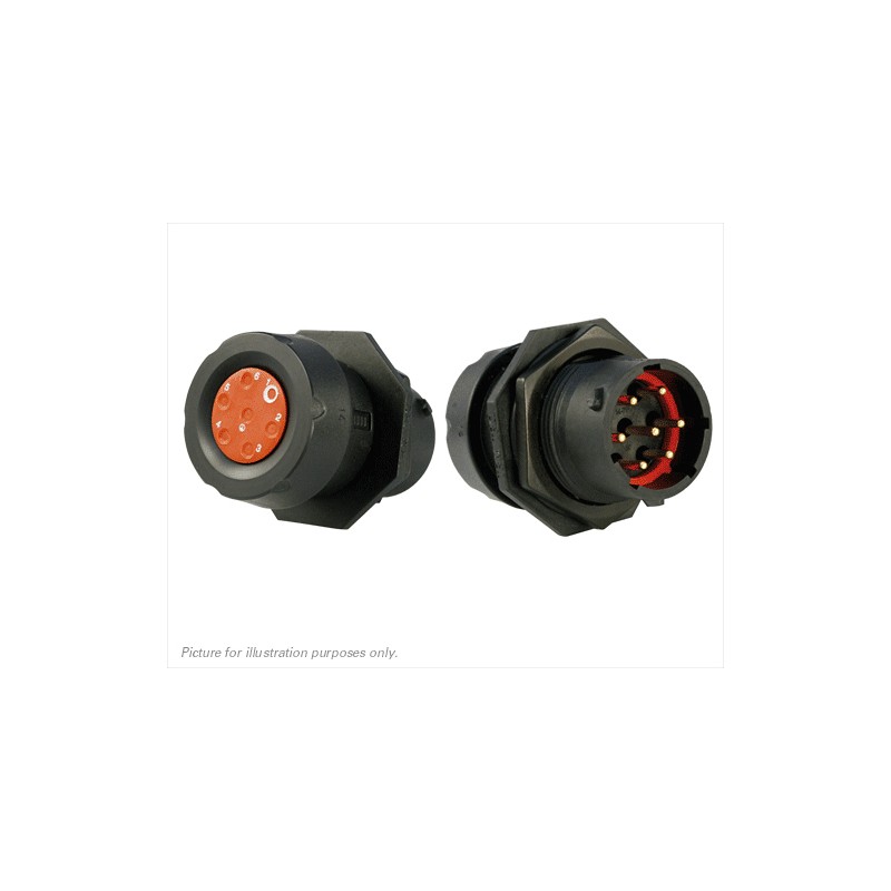 1 pcs - Souriau Circular Connector, 7 Contacts, Panel Mount, Plug, Male, IP68, IP69K, UTS Series