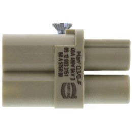 1 pcs - HARTING Heavy Duty Power Connector Insert, 40A, Female, Han-Modular Series, 3/0 Contacts
