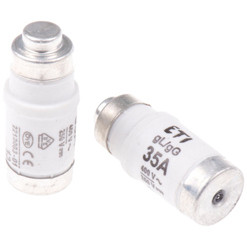 5 pcs - ETI 35A D02 Neozed Fuse, E18 Thread Size, gG, 400V ac