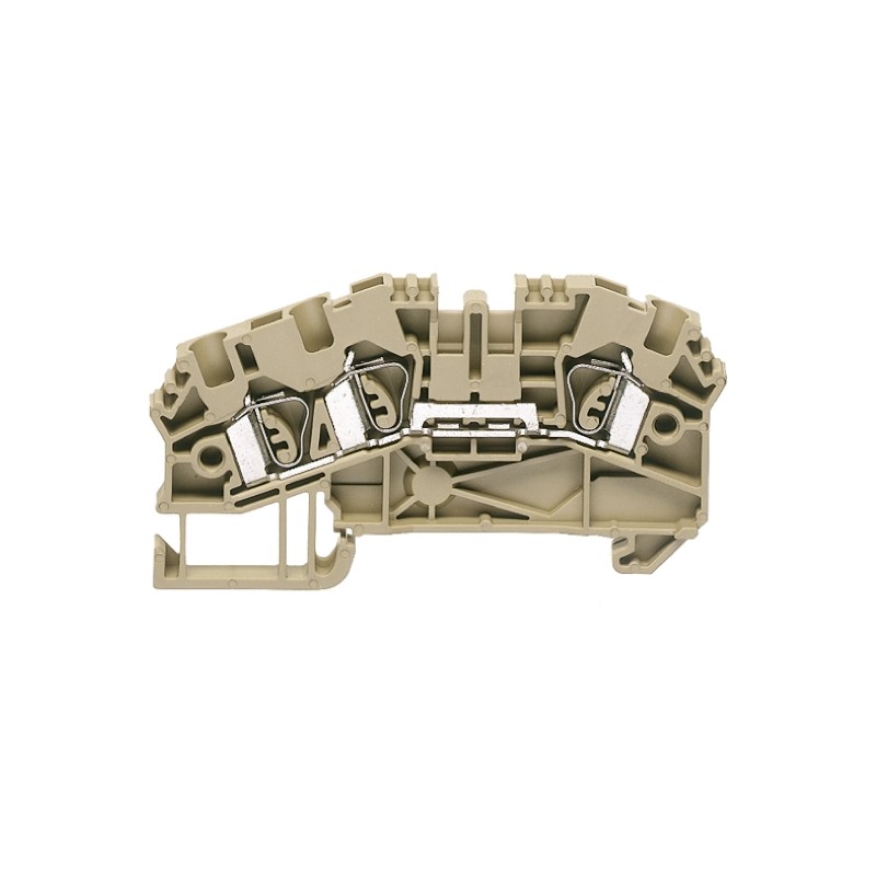 10 pcs - RS PRO Grey DIN Rail Terminal Block, 4mm², Double-Level, Spring Clamp Termination