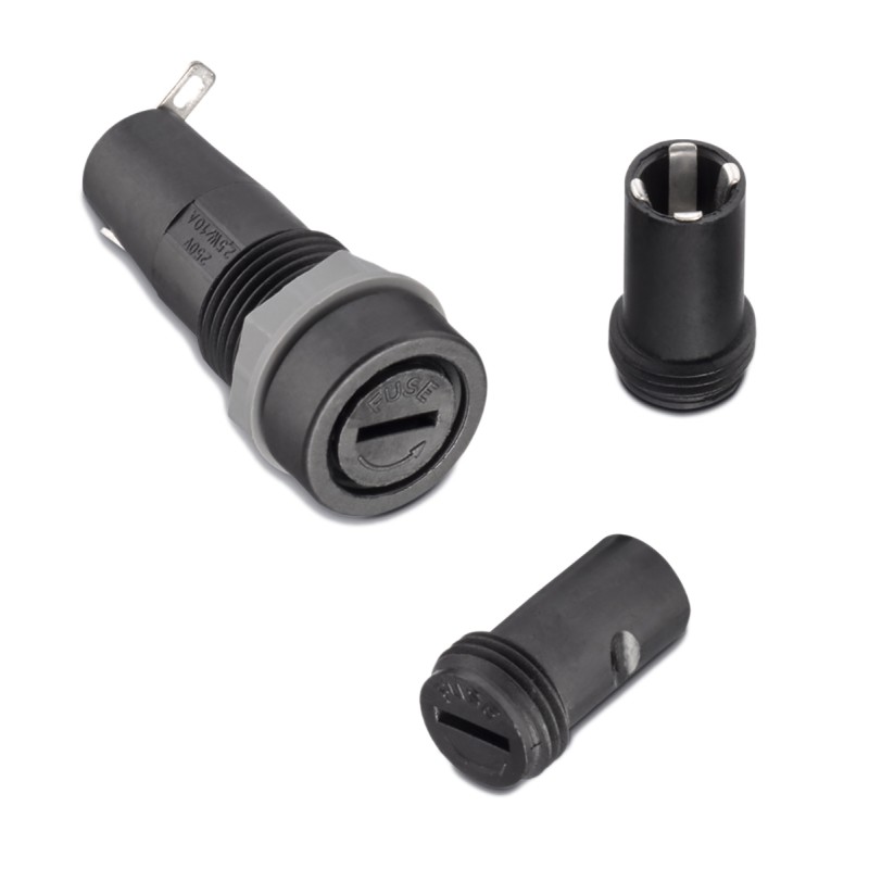 5 pcs - Wurth Elektronik 10A Panel Mount Fuse Holder for 5 x 20mm Fuse, 1P, 250V ac