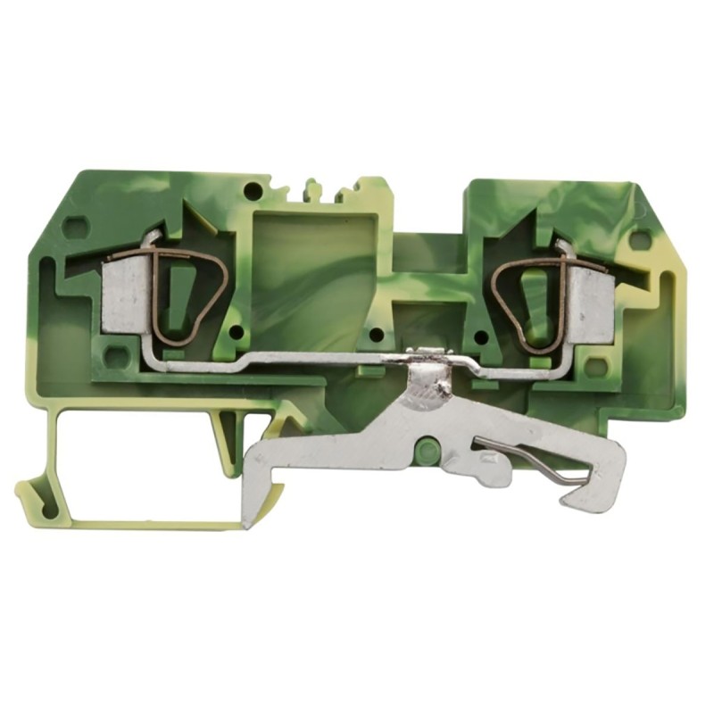5 pcs - Wago 282 Series Green/Yellow Earth Terminal Block, 6mm², Single-Level, Cage Clamp Termination
