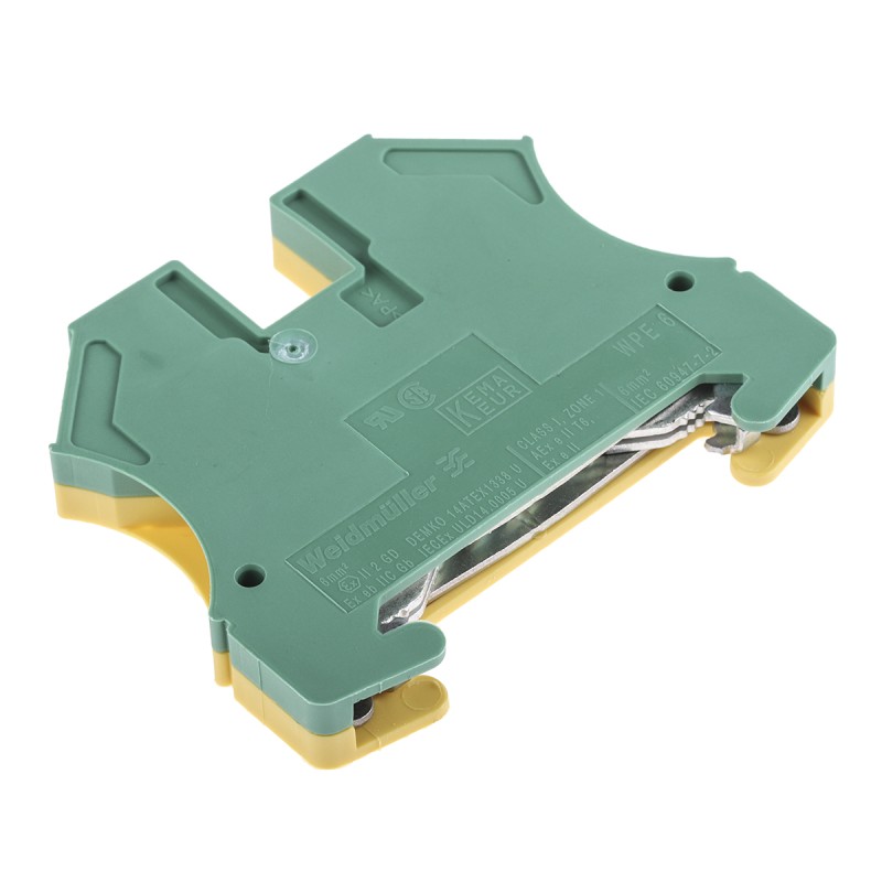 5 pcs - Weidmuller WPE Series Green/Yellow Earth Block, 0.5 - 10mm², Single-Level, Screw Termination, ATEX
