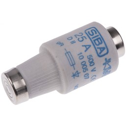 5 pcs - SIBA 25A DII Diazed Fuse, E27 Thread Size, gR, 500V ac