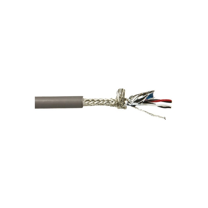 1 Reel of 30 M - Alpha Wire Twisted Pair Data Cable, 2 Pairs, 0.09 mm², 4 Cores, 28 AWG, Screened, 30m, Grey Sheath