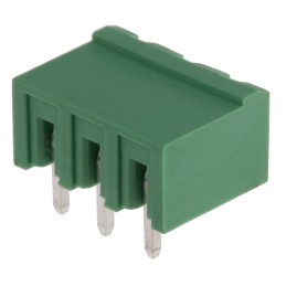 10 pcs - RS PRO 5.0mm Pitch 3 Way Right Angle Pluggable Terminal Block, Header, Through Hole, Solder Termination