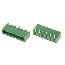 10 pcs - RS PRO 5.0mm Pitch 6 Way Right Angle Pluggable Terminal Block, Header, Through Hole, Solder Termination