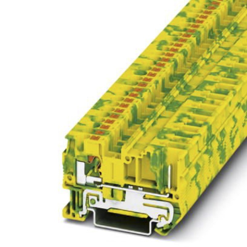 5 pcs - Phoenix Contact PT 4/1P-PE Series Green/Yellow Earth Terminal Block, Single-Level, Push In Termination