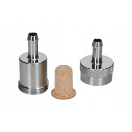 Aluminum fuel filter 8 0 mm silver on a hose