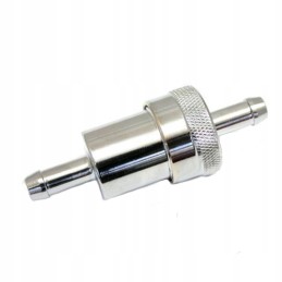 Aluminum fuel filter 8 0 mm silver on a hose