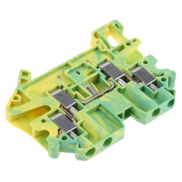 5 pcs - Phoenix Contact 4-Way UT 4-QUATTRO-PE Earth Terminal Block, 26 - 10 AWG Wire, Screw Down, Polyamide Housing