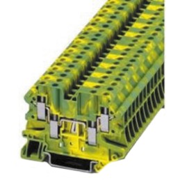 5 pcs - Phoenix Contact 4-Way UT 4-QUATTRO-PE Earth Terminal Block, 26 - 10 AWG Wire, Screw Down, Polyamide Housing