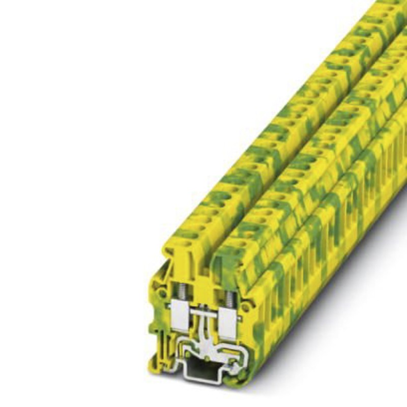 5 pcs - Phoenix Contact MUT 2.5-PE Series Green/Yellow Earth Terminal Block, 2.5mm², Single-Level, Screw Termination