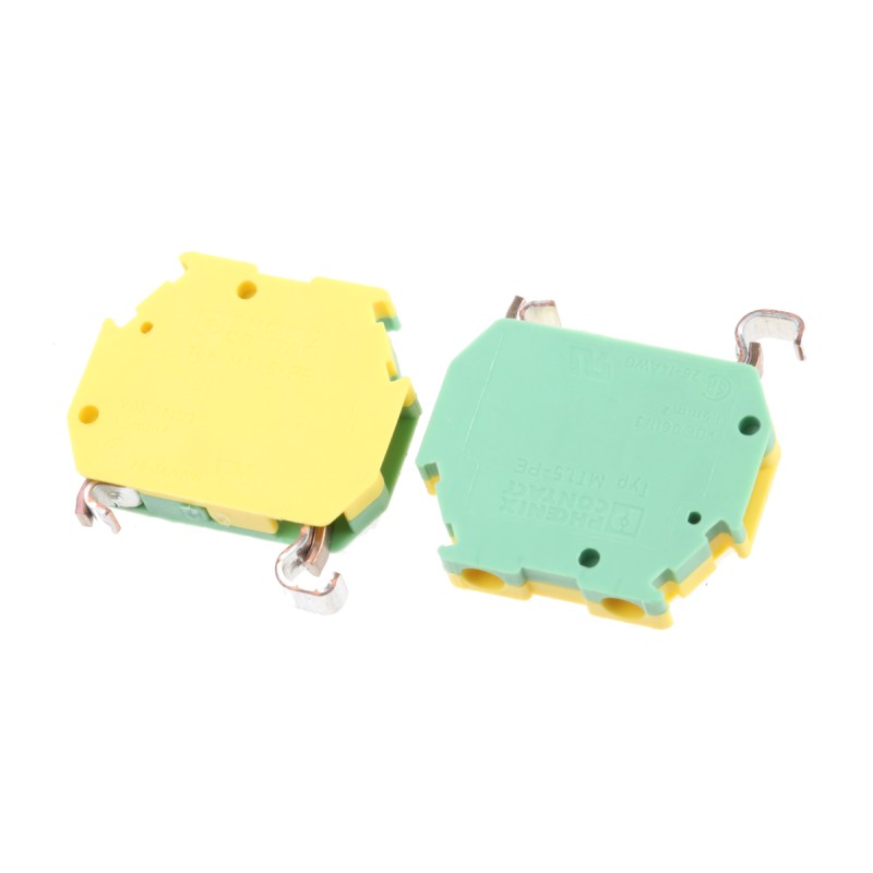 5 pcs - Phoenix Contact 2-Way MT1.5-PE Earth Terminal Block, 26 - 16 AWG Wire, Screw Down, Polyamide Housing