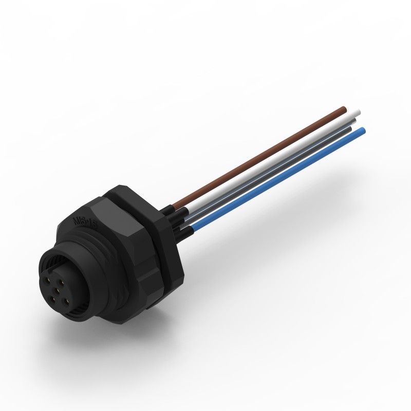 1 pcs - Wurth Elektronik Circular Connector, 5 Contacts, Panel Mount, M12 Connector, Socket, Female, IP68, WR-CIRC Series