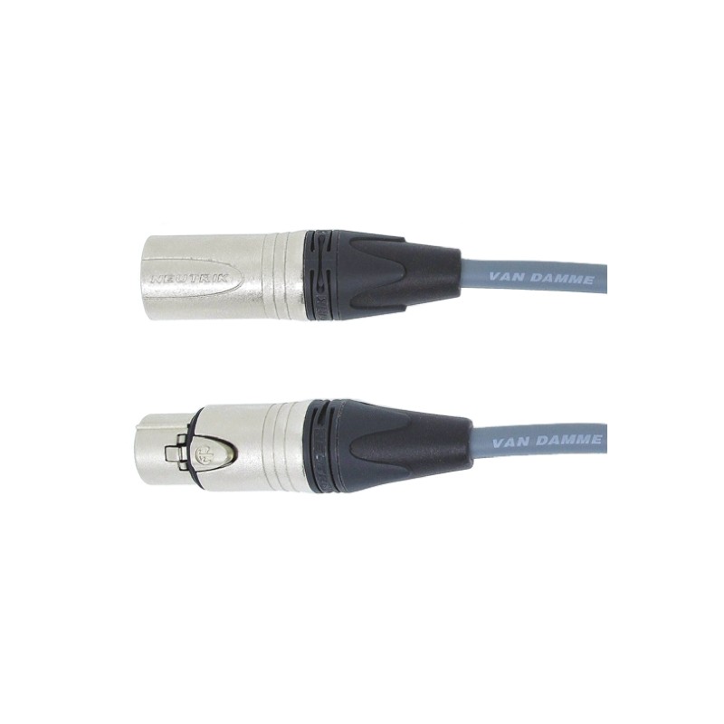 1 pcs - Van Damme Male 5 Pin XLR to Female 5 Pin XLR Cable, Grey, 3m