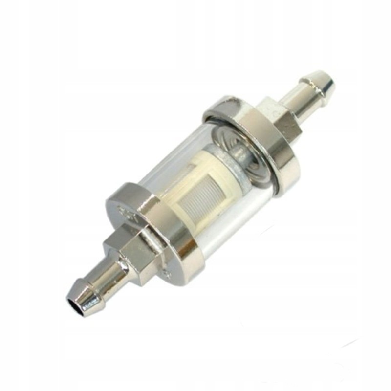Chromed glass fuel filter, 6-5 mm, solid