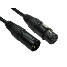 1 pcs - RS PRO Male 3 Pin XLR to Female 3 Pin XLR Cable, Black, 1m