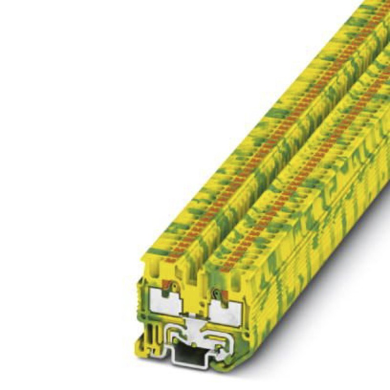 5 pcs - Phoenix Contact MPT 1.5/S-PE Series Green/Yellow Earth Terminal Block, 1.5mm², Single-Level, Push In Termination