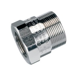 1 pcs - ABB Reducer, Hose Adapter, 40mm Nominal Size, M40, Nickel Plated Brass, Metallic