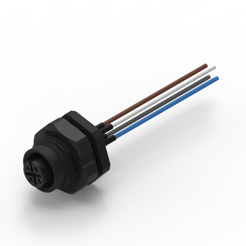 1 pcs - Wurth Elektronik Circular Connector, 4 Contacts, Panel Mount, M12 Connector, Socket, Female, IP68, WR-CIRC Series