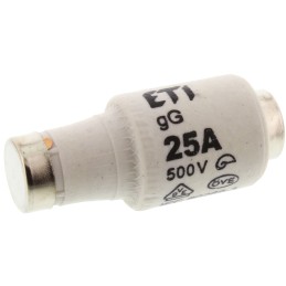 5 pcs - ETI 25A DII Diazed Fuse, E27 Thread Size, gG - gL, 500V ac