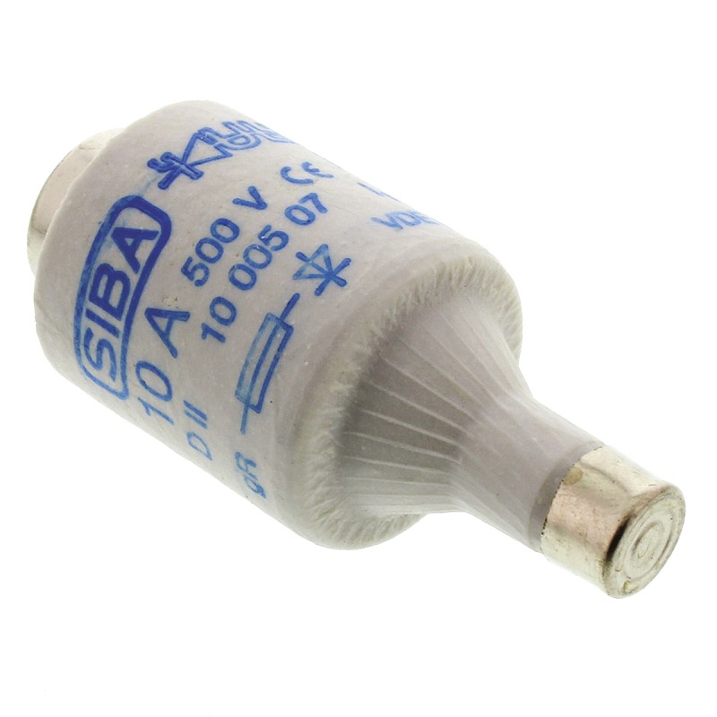 5 pcs - SIBA 10A DII Diazed Fuse, E27 Thread Size, gR, 500V ac