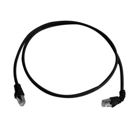 1 pcs - Telegartner Cat6a Right Angle Male RJ45 to Male RJ45 Ethernet Cable, S/FTP, Black LSZH Sheath, 1m