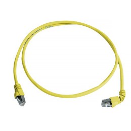 1 pcs - Telegartner Cat6a Right Angle Male RJ45 to Male RJ45 Ethernet Cable, S/FTP, Yellow LSZH Sheath, 2m
