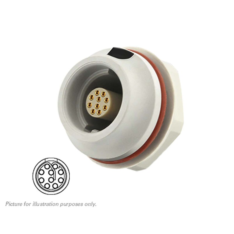 1 pcs - Souriau Circular Connector, 10 Contacts, Front Mount, Socket, Female, IP68, JMX Series