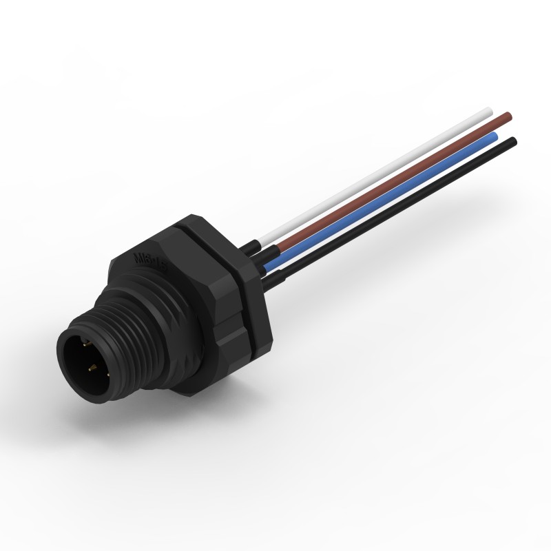 1 pcs - Wurth Elektronik Circular Connector, 4 Contacts, Panel Mount, M12 Connector, Plug, Male, IP68, WR-CIRC Series