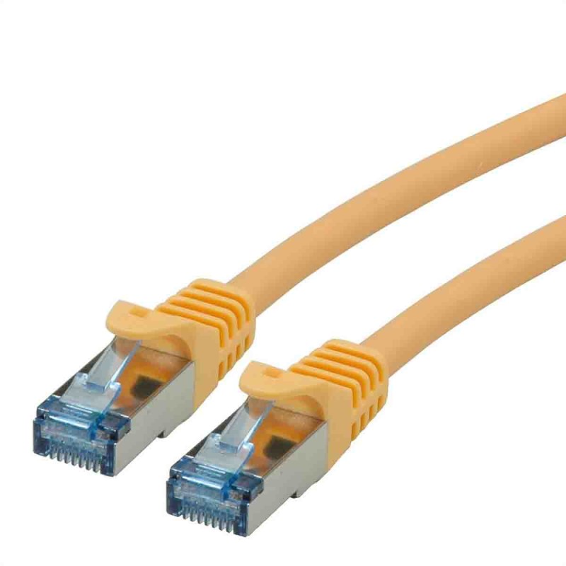 1 pcs - Roline Cat6a Male RJ45 to Male RJ45 Ethernet Cable, S/FTP, Yellow LSZH Sheath, 5m, Low Smoke Zero Halogen (LSZH)