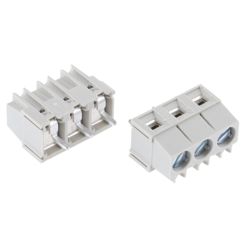 10 pcs - Wieland 8292 Series PCB Terminal Block, 3-Contact, 5.08mm Pitch, Through Hole Mount, 1-Row, Screw Termination